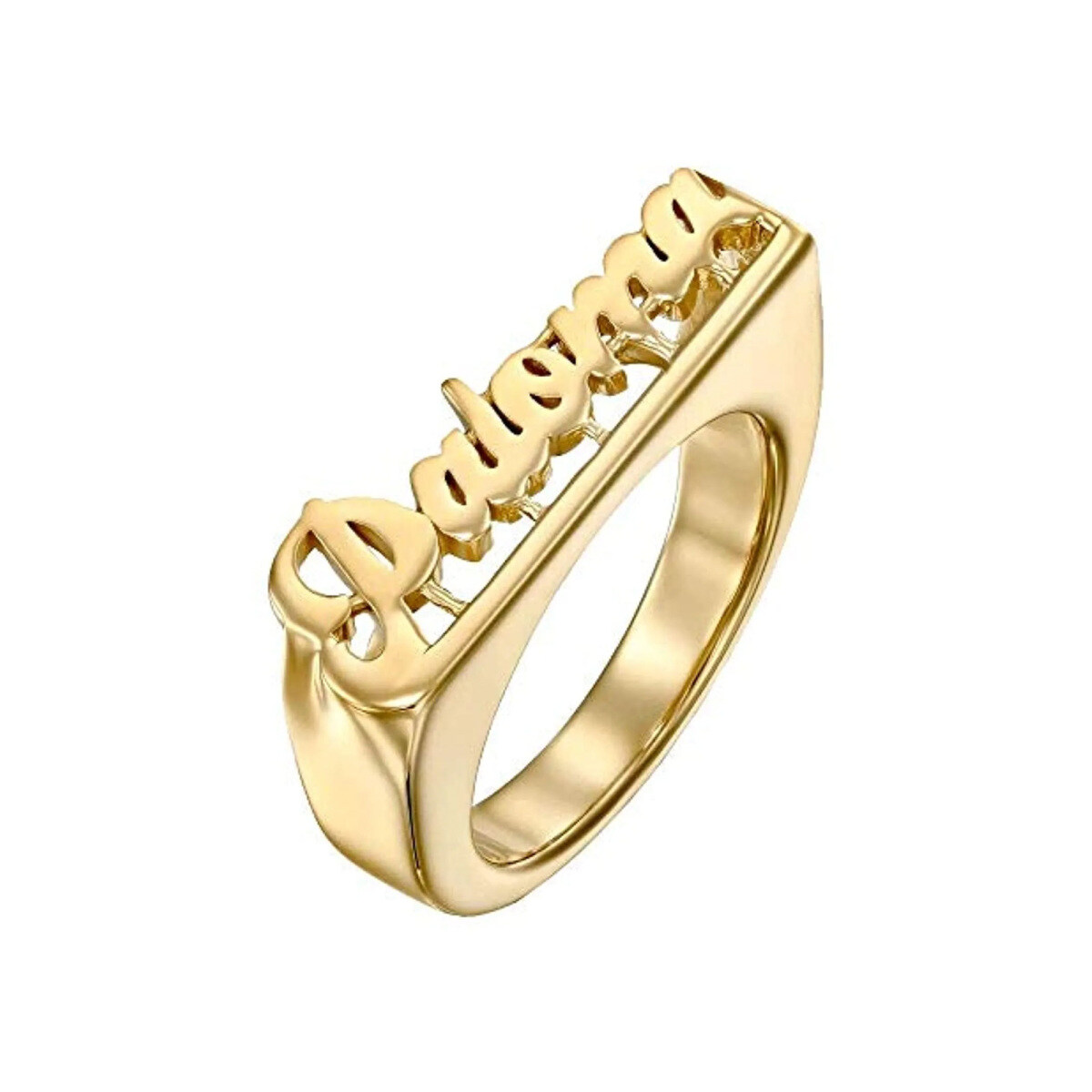 Bague en argent sterling avec nom classique personnalisé plaqué or jaune-1