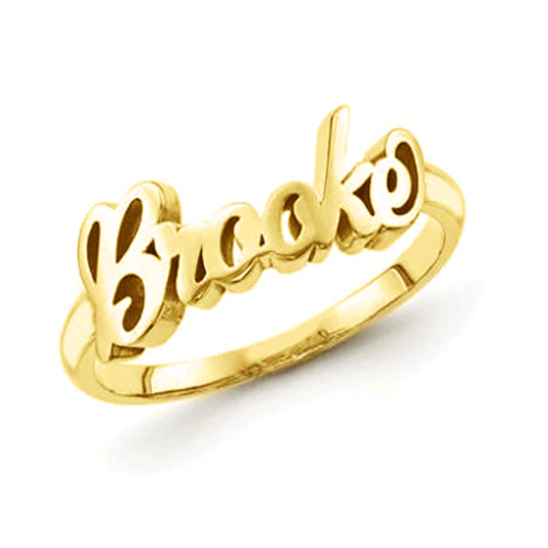 Sterling Silver with Yellow Gold Plated Personalized Classic Name Ring-1