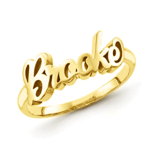 Sterling Silver with Yellow Gold Plated Personalized Classic Name Ring-3