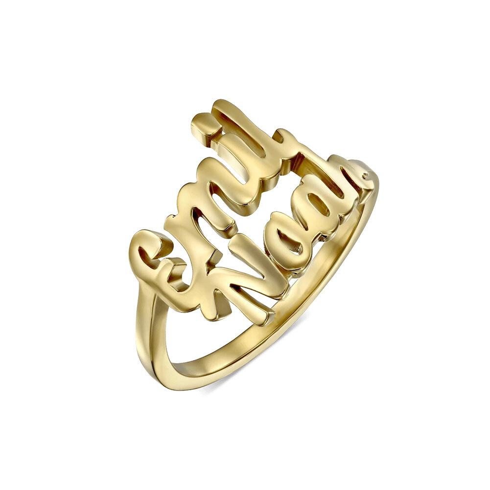 Sterling Silver with Yellow Gold Plated Personalized Classic Name Ring-1