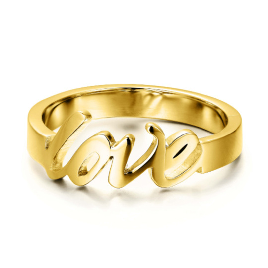 Sterling Silver with Yellow Gold Plated Personalized Classic Name Ring for Women