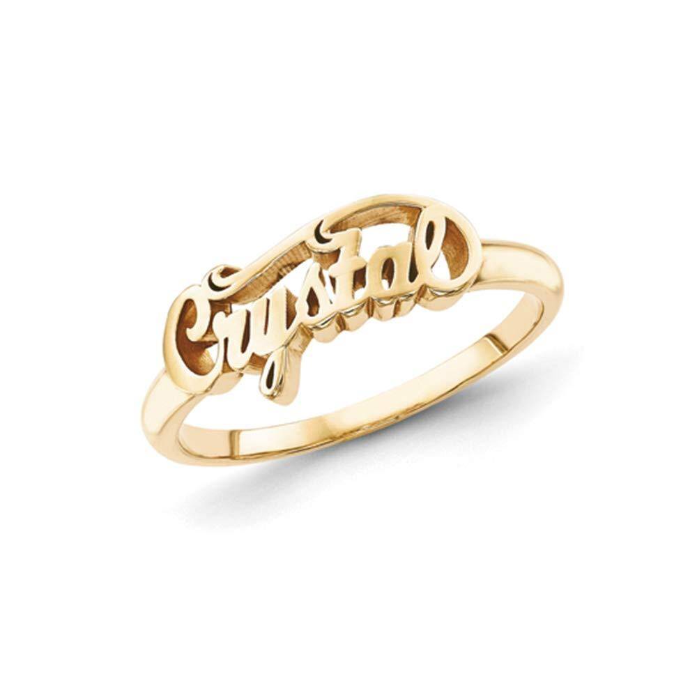 Sterling Silver with Yellow Gold Plated Personalized Classic Name Ring for Women-1