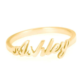 Sterling Silver with Yellow Gold Plated Personalized Classic Name Ring for Women-6