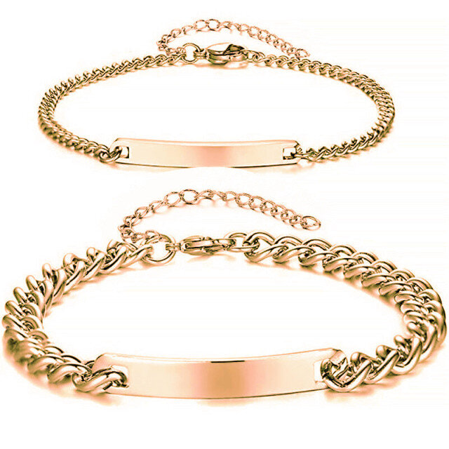 Sterling Silber mit Gelbgold plattiert Personalisierte Gravur & Bar Identifikation Armband-1