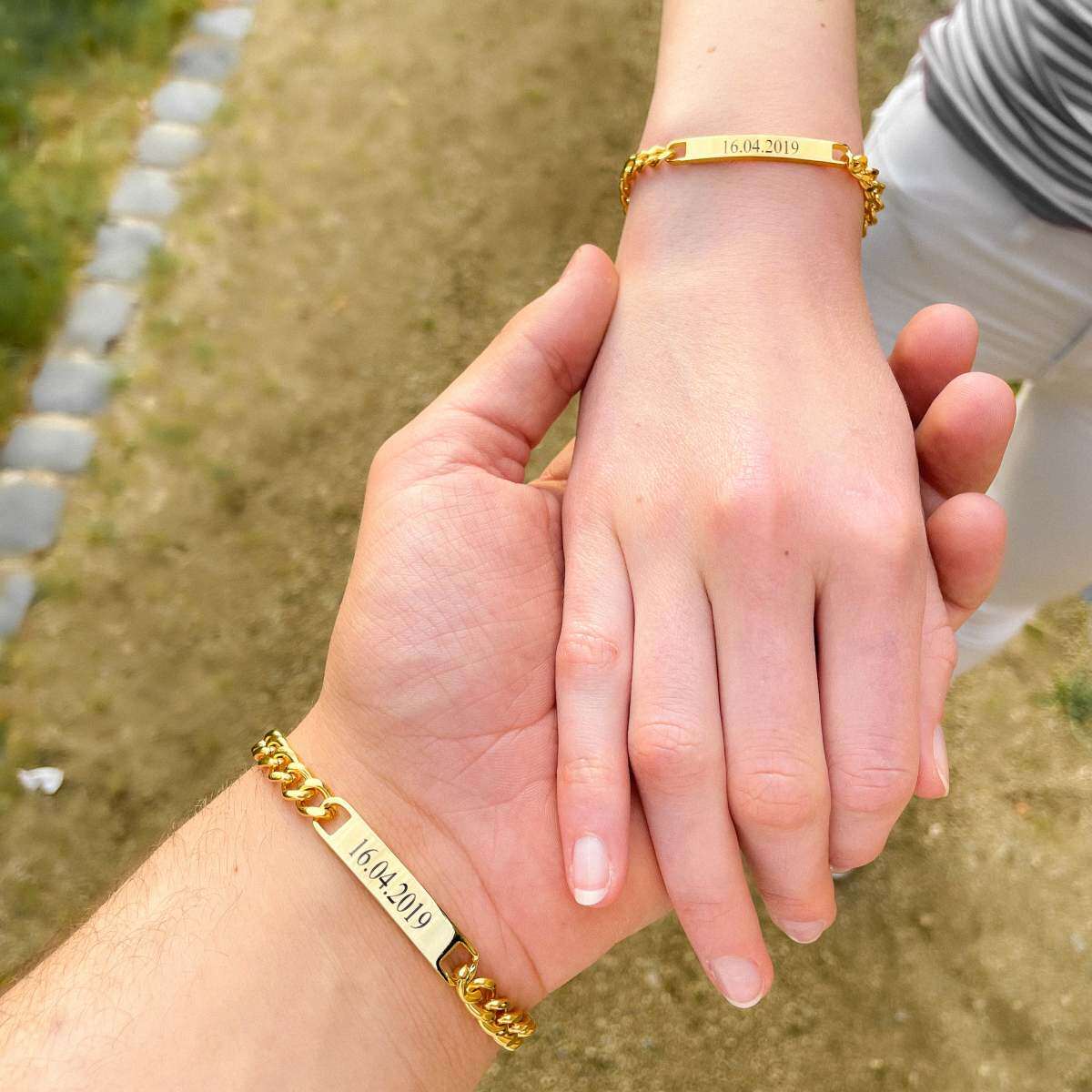 Bracelet en argent sterling et plaqué or jaune avec gravure personnalisée et identificatio-2