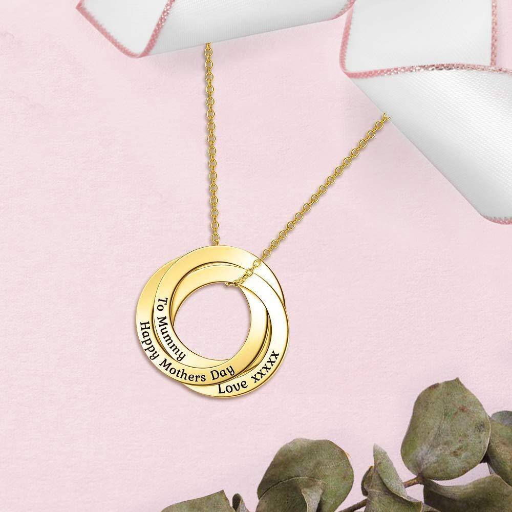 Sterling Silver with Yellow Gold Plated Personalized Engraving Circle Pendant Necklace-4