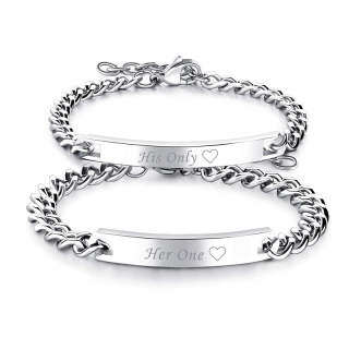 Sterling Silver Personalized Engraving & Couple Identification Bracelet-23