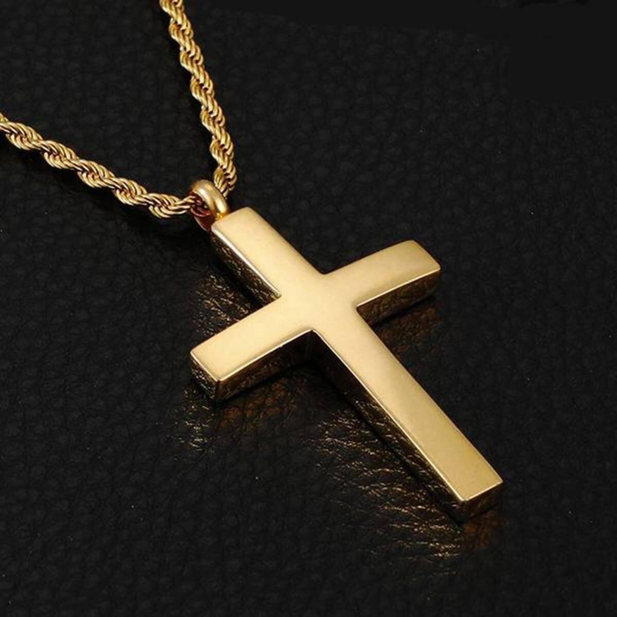 Sterling Silver with Yellow Gold Plated Personalized Engraving Cross Pendant Necklace for Men-3