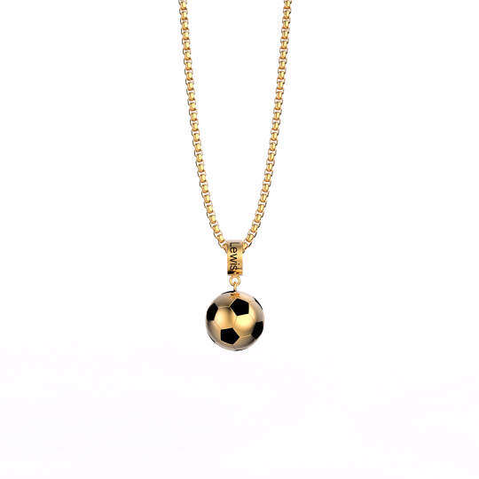 Sterling Silver with Yellow Gold Plated Personalized Engraving & Football Pendant Necklace for Men