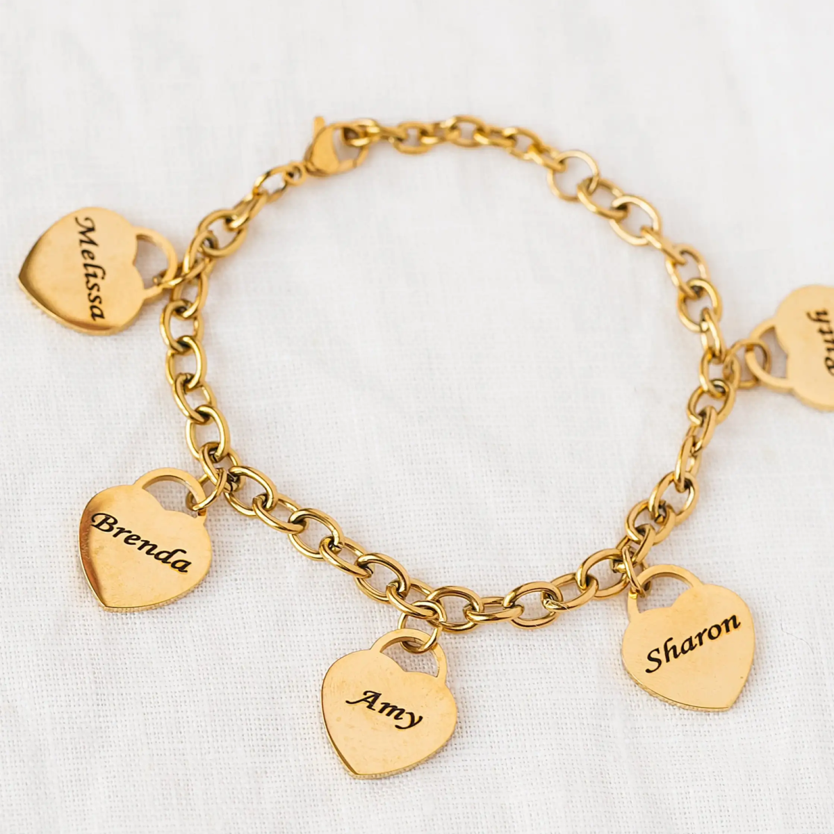 Sterling Silver with Yellow Gold Plated Personalized Engraving & Heart Pendant Bracelet-3