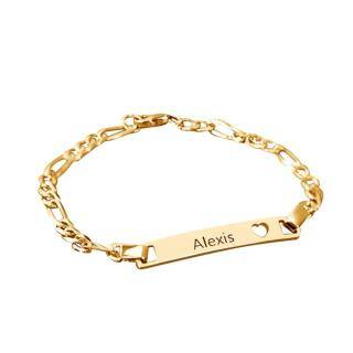 Sterling Silver with Yellow Gold Plated Personalized Engraving Identification Bracelet-17