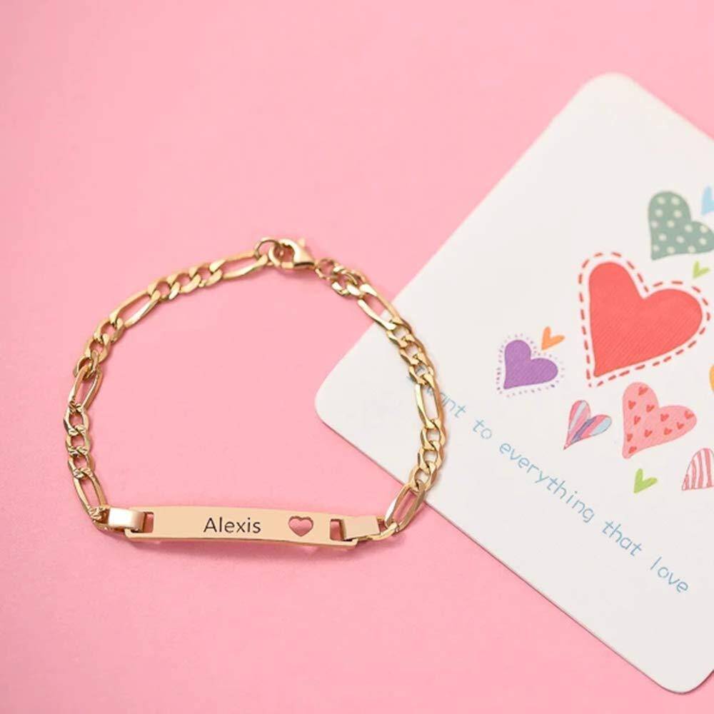 Pulsera de identificación personalizada con grabado en plata de ley bañada en oro amarillo-4