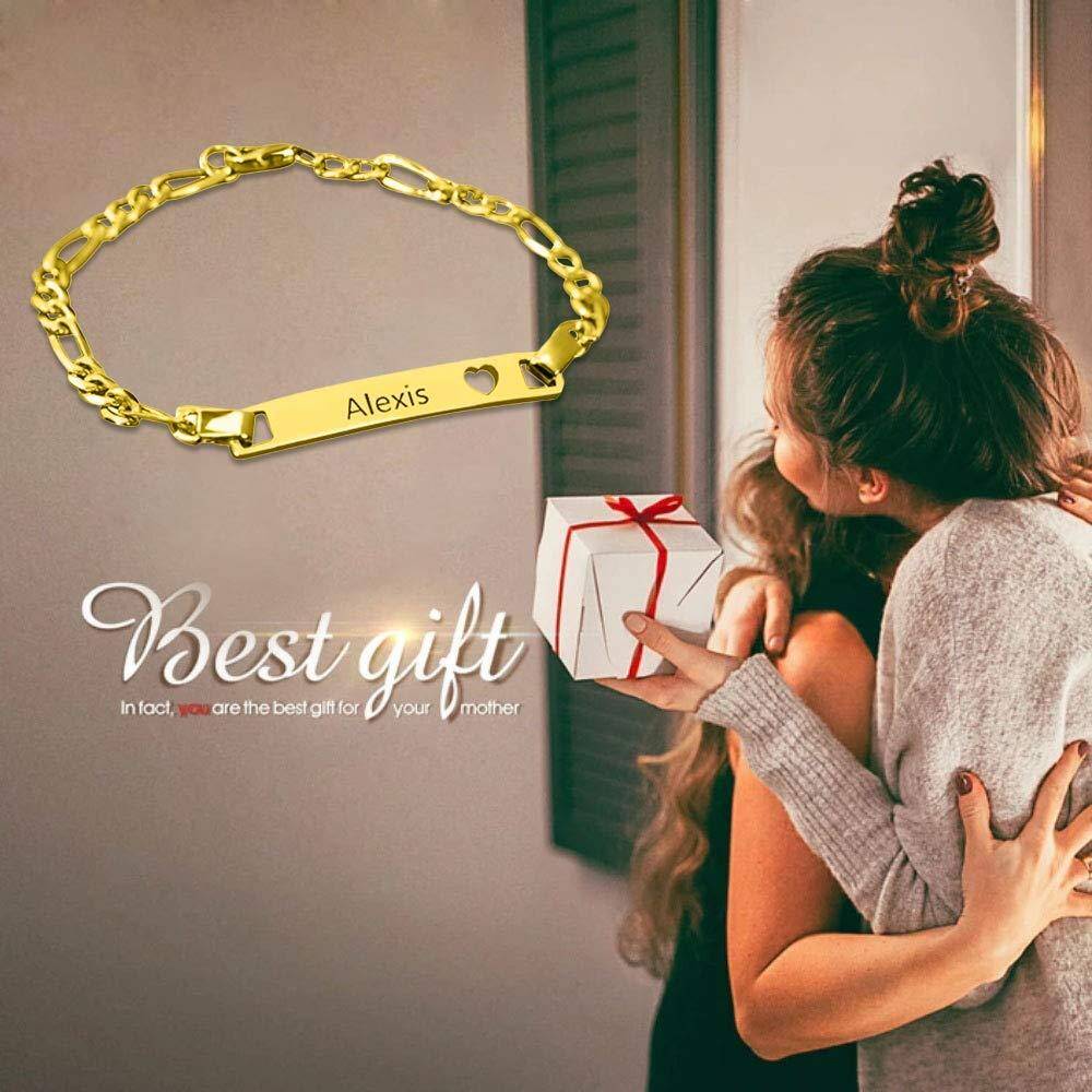 Sterling Silver with Yellow Gold Plated Personalized Engraving Identification Bracelet-5