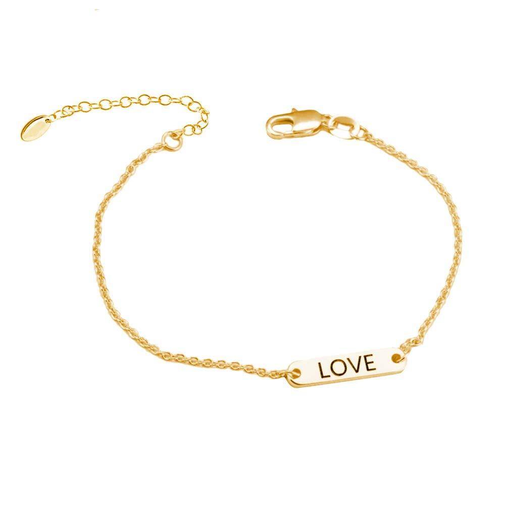 Sterling Silver with Yellow Gold Plated Personalized Engraving Identification Bracelet-1