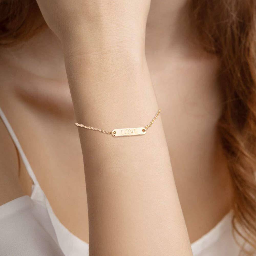 Sterling Silver with Yellow Gold Plated Personalized Engraving Identification Bracelet-2