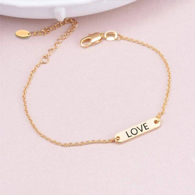 Pulsera de identificación personalizada con grabado en plata de ley bañada en oro amarillo-3