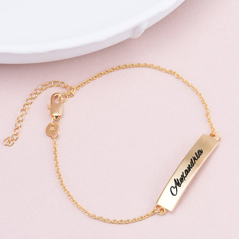 Sterling Silver with Yellow Gold Plated Personalized Engraving Identification Bracelet-2