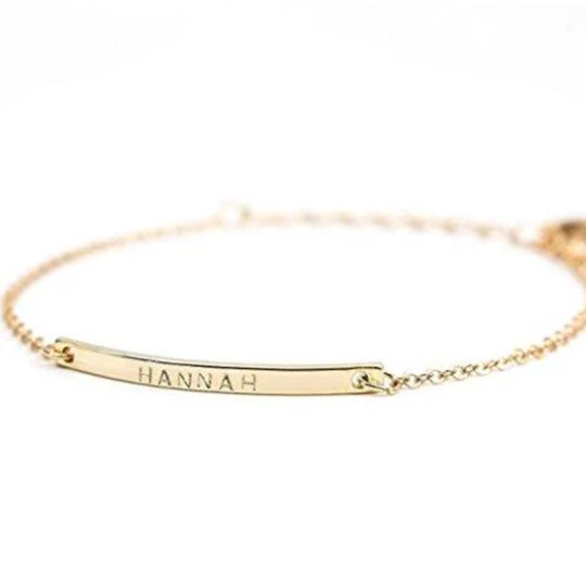 Pulsera de identificación de plata de ley con grabado personalizado chapado en oro amarill