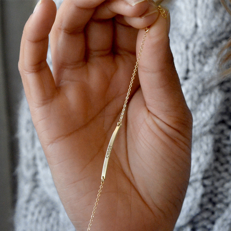 Pulsera de identificación personalizada con grabado en plata de ley bañada en oro amarillo-3