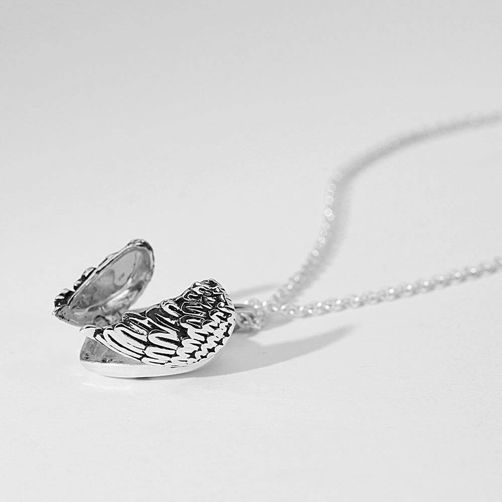 Collier en argent sterling avec gravure personnalisée, photo personnalisée et aile d'ange.-2