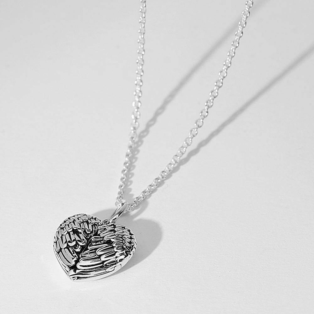 Collier en argent sterling avec gravure personnalisée, photo personnalisée et aile d'ange.-4