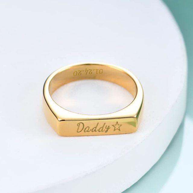 Anillo de plata de ley con grabado personalizado chapado en oro amarillo para hombre-5