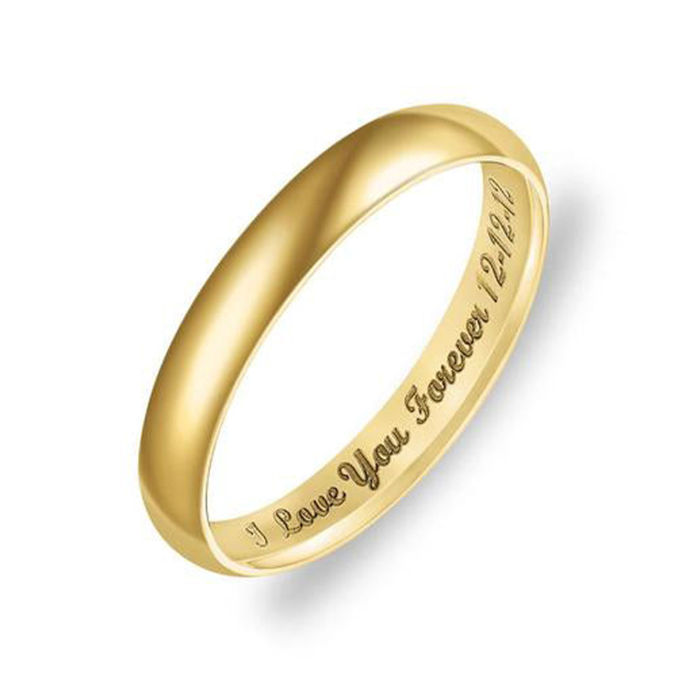 Sterling Silver with Yellow Gold Plated Personalized Engraving Ring for Women-1