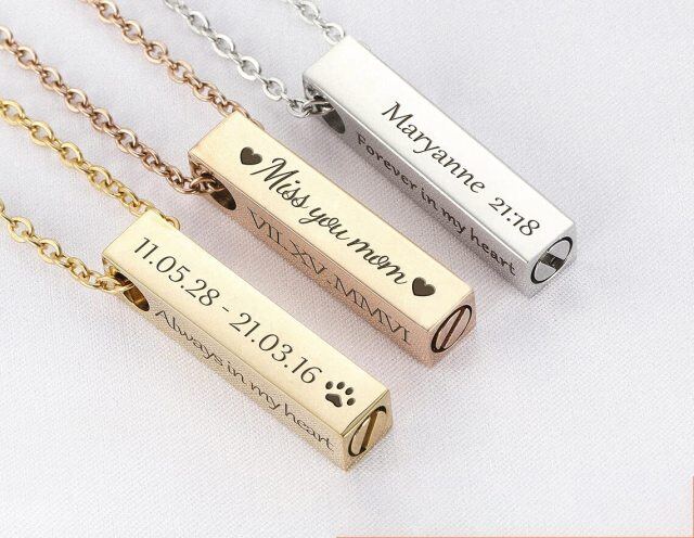 Sterling Silver with Yellow Gold Plated Personalized Engraving Urn Necklace for Ashes-5