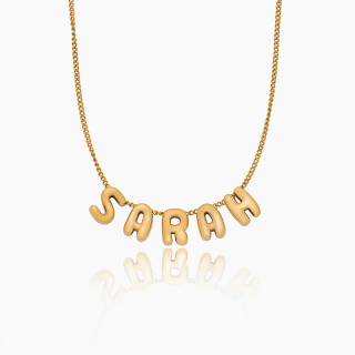 Sterling Silver with Yellow Gold Plated Personalized Initial Letter Bubble Necklace-1