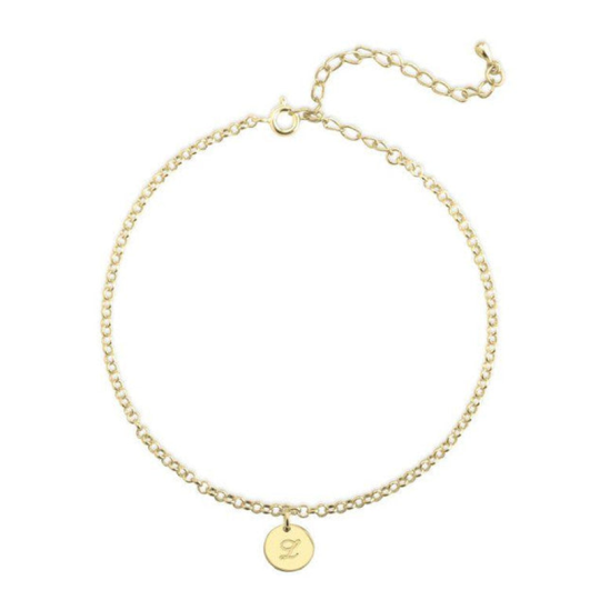 Sterling Silver with Yellow Gold Plated Personalized Initial Letter Charm Bracelet