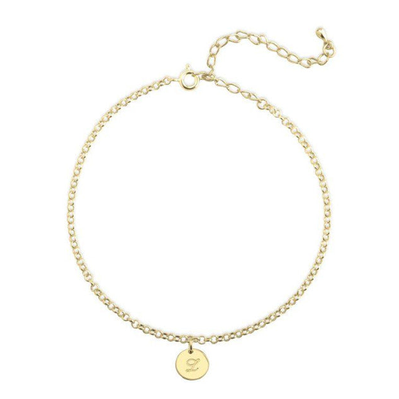 Sterling Silver with Yellow Gold Plated Personalized Initial Letter Pendant Bracelet-3