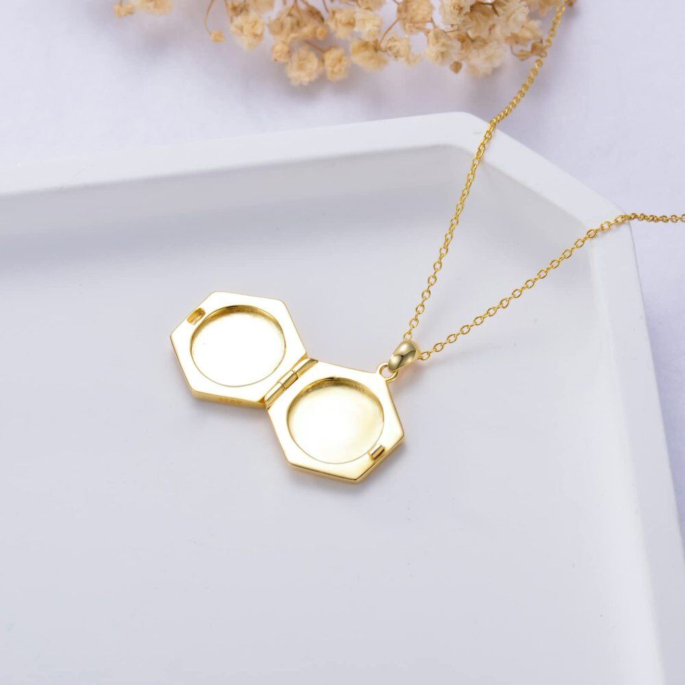 Collana con medaglione personalizzato con foto in argento sterling placcato oro giallo per unisex-2