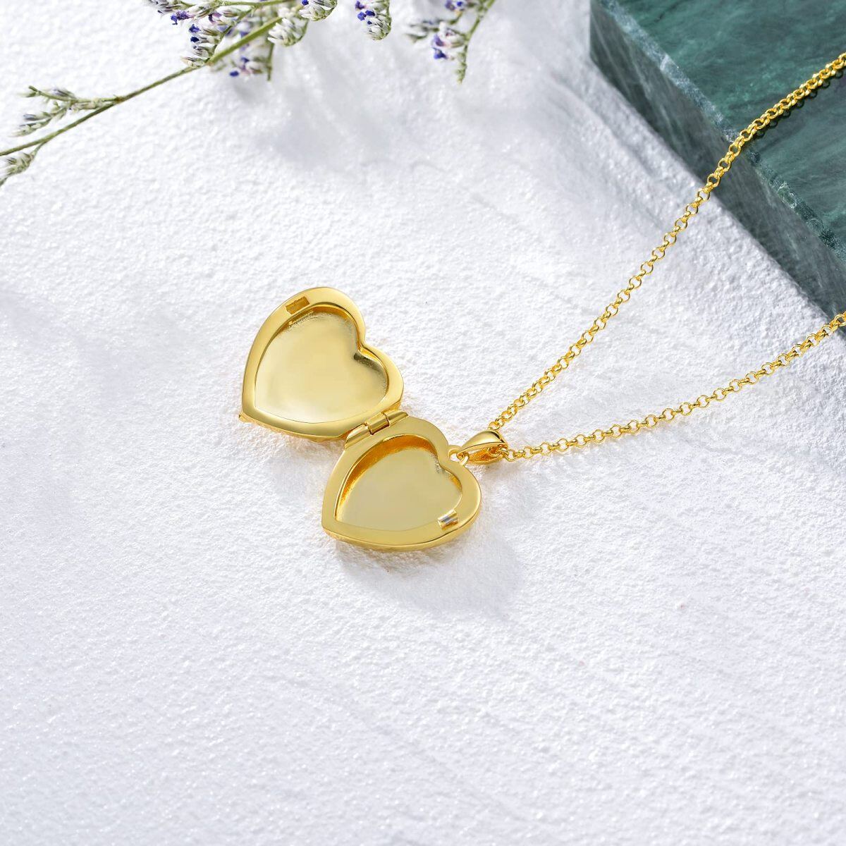 Collier avec médaillon photo personnalisé en argent sterling plaqué or jaune-4