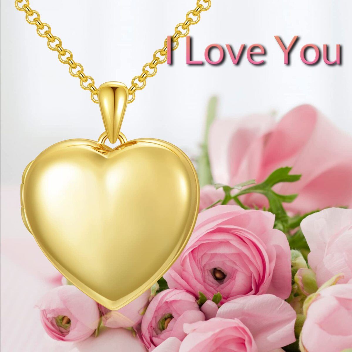 Sterling Silver with Yellow Gold Plated Personalized Photo Locket Necklace-6