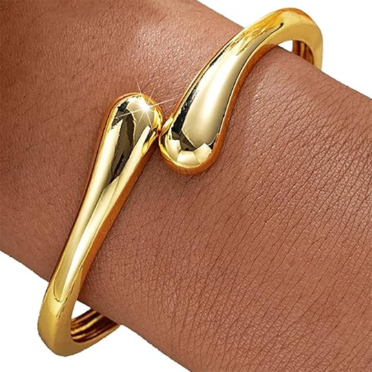 Sterling Silver with Yellow Gold Plated Plain Bangle Bracelet