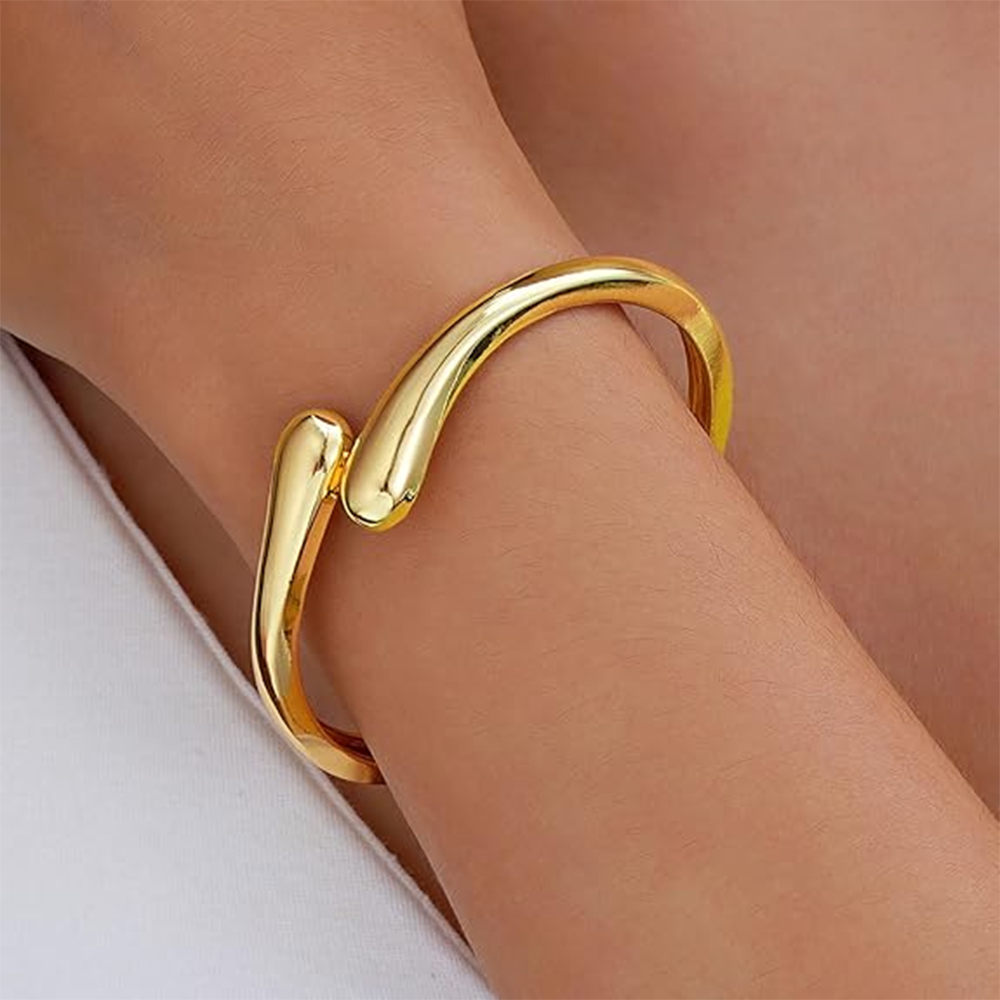 Schlichter Armreif aus Sterlingsilber mit Gelbgoldbeschichtung-2