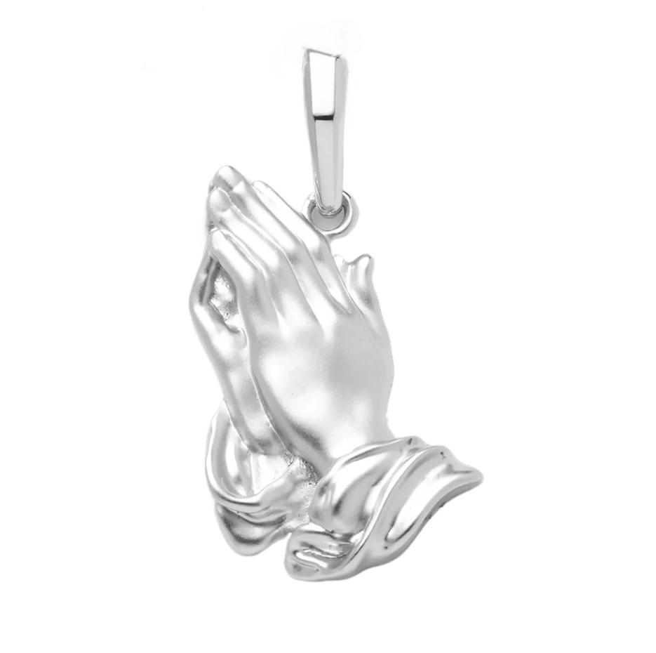Sterling Silver with Yellow Gold Plated Praying Hands Pendant-1