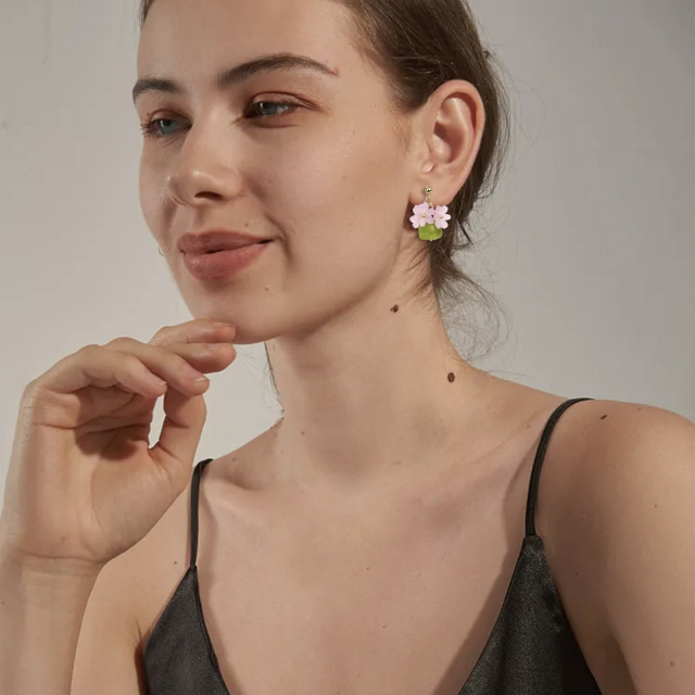 Boucles d'oreilles en argent sterling avec plaqué or jaune Olivine en forme de princesse e-2