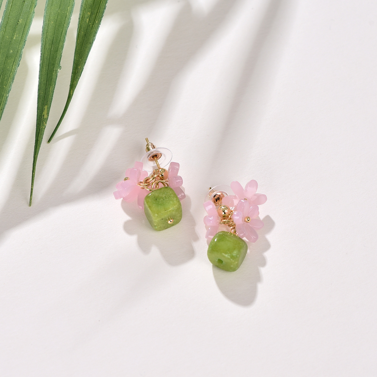 Boucles d'oreilles en argent sterling avec plaqué or jaune Olivine en forme de princesse e-3