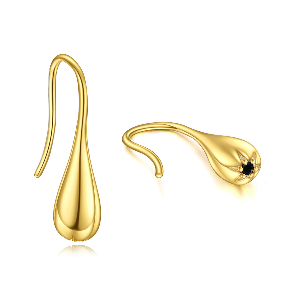 Sterling Silver With Yellow Gold Plated Pull Through Drop Shape Drop Earrings-1