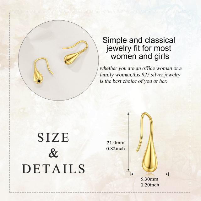 Sterling Silver With Yellow Gold Plated Pull Through Drop Shape Drop Earrings-3