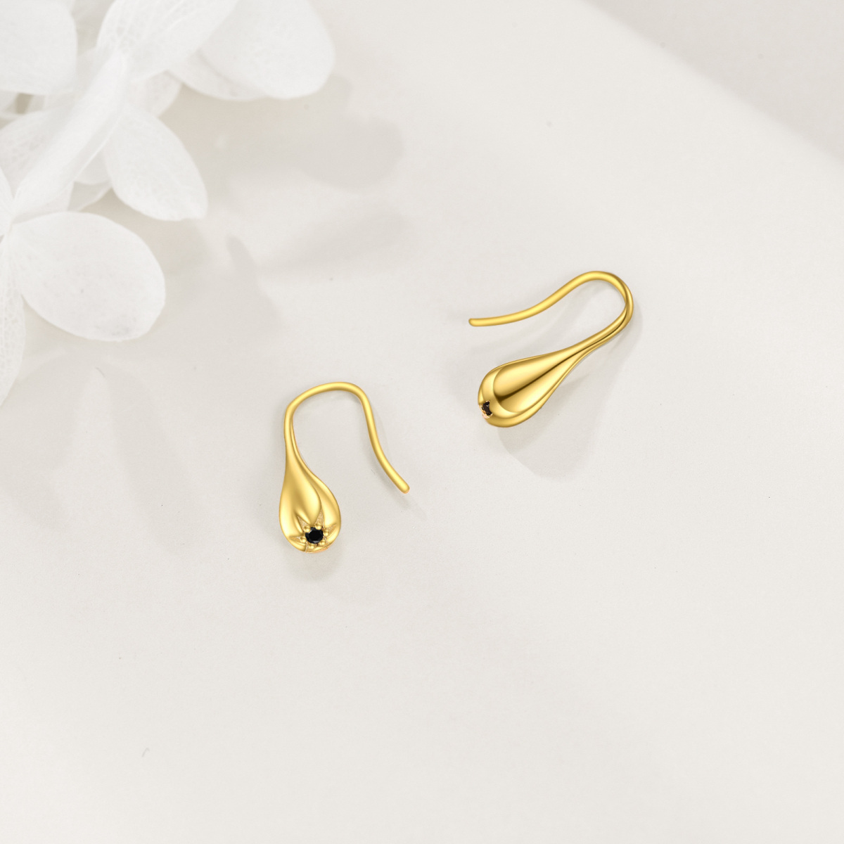 Sterling Silver With Yellow Gold Plated Pull Through Drop Shape Drop Earrings-4