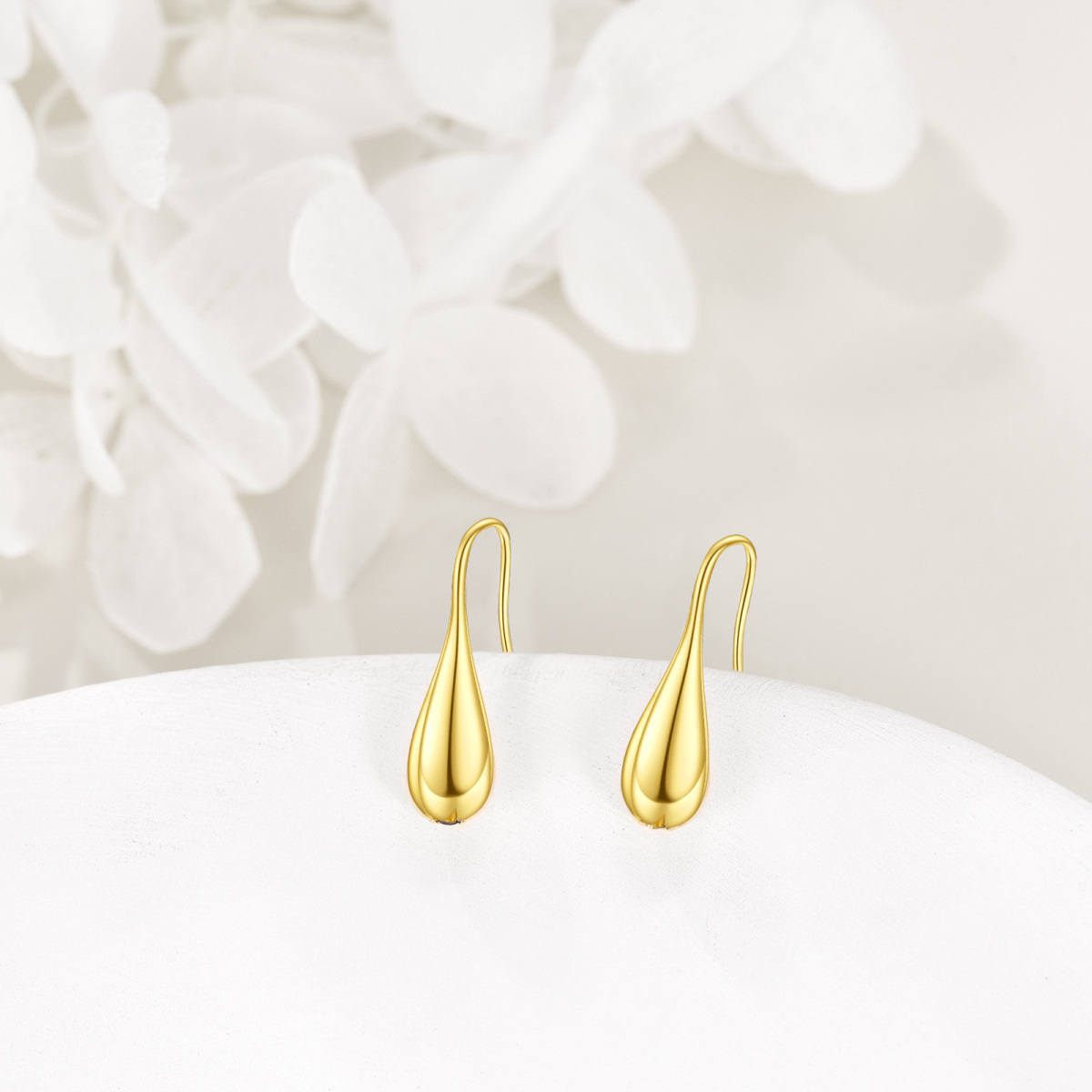 Sterling Silver With Yellow Gold Plated Pull Through Drop Shape Drop Earrings-5