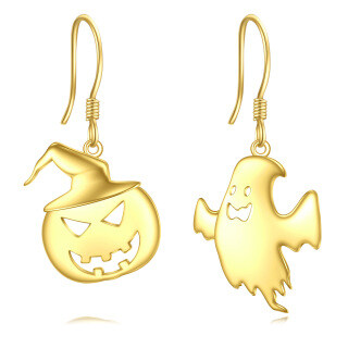 Pendientes colgantes de calabaza y fantasma en plata esterlina con chapado en oro amarillo-16