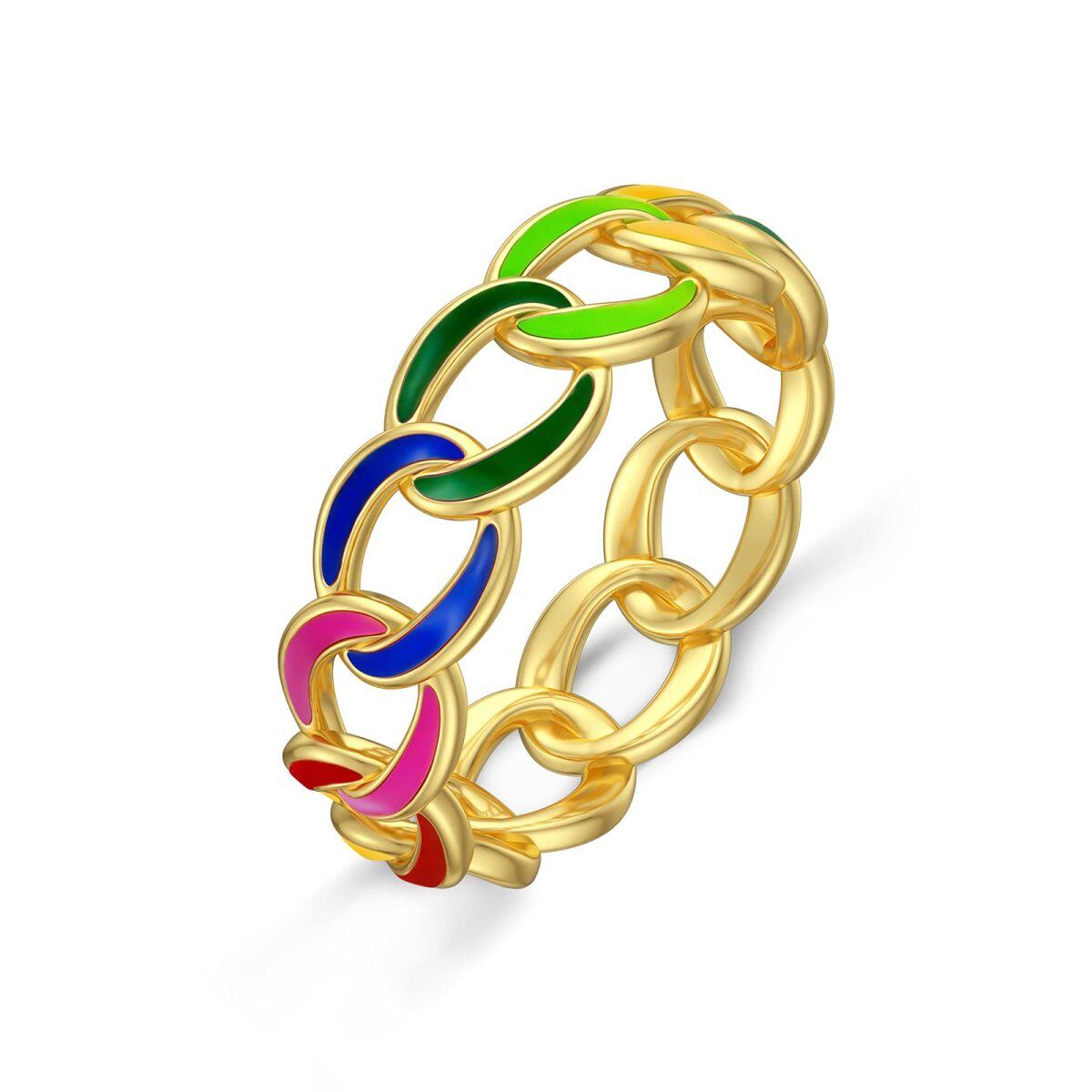 Sterling zilver met geelgoud vergulde regenboog ring-1