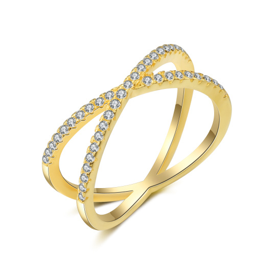 Sterling Silver with Yellow Gold Plated Cubic Zirconia Ring