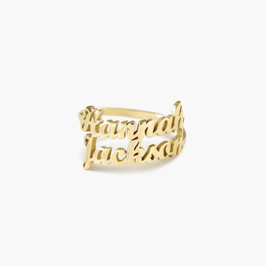 Sterling Silber mit Gelbgold plattiert Personalisierte Classic Name Ring