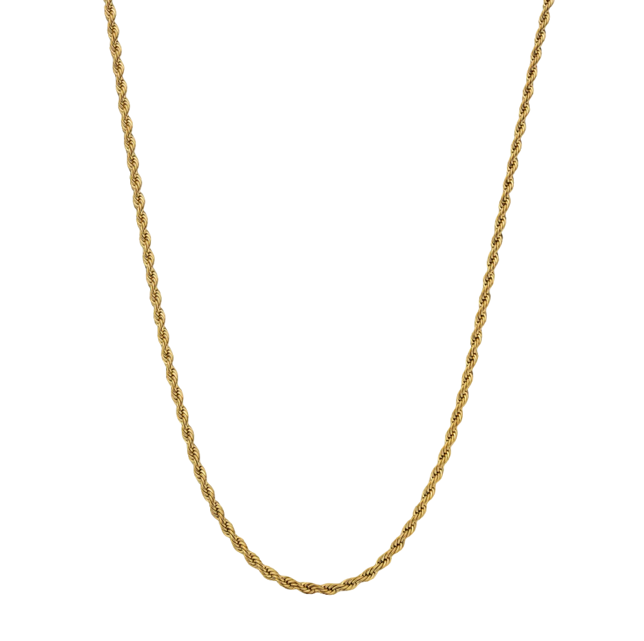 Collar de cadena de cuerda de oro de 14 quilates para hombre de 3 mm-1