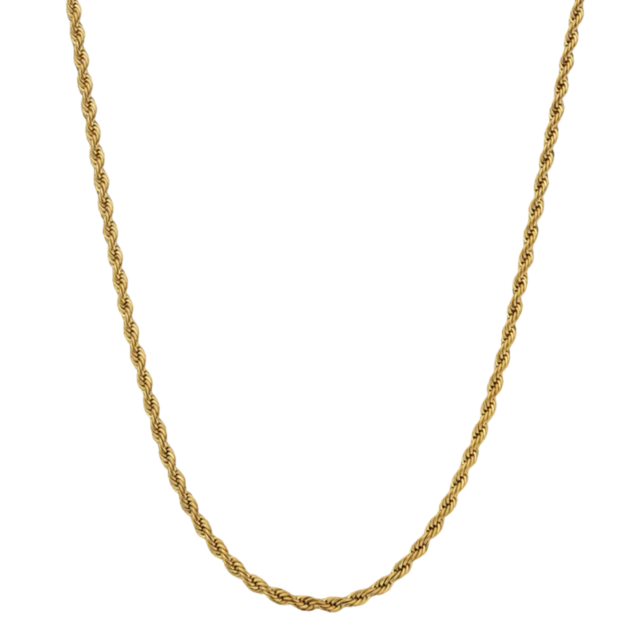 Collar de cadena de cuerda de oro de 14 quilates para hombre de 4 mm-1