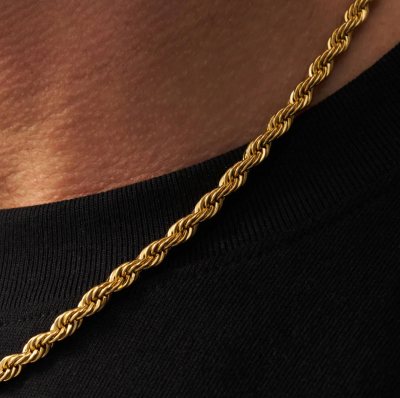 14K Gold Rope Chain Necklace for Men 5mm-3